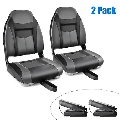 2 Pack High Back Folding Boat Seats W/ Sponge Cushion & Flexible Hinges • $179.99