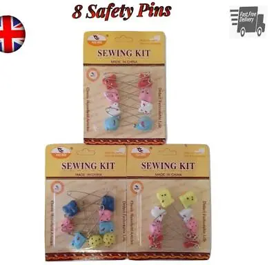 £2.95 • Buy 8 Colour Assorted Plastic Head Honeycomb Fabric Safety Pins For Baby Hijab Kids 