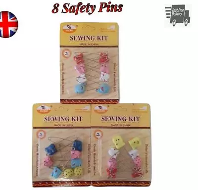 £2.95 • Buy 8 Colour Assorted Plastic Head Honeycomb Fabric Safety Pins For Baby Hijab Kids 