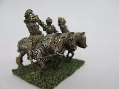 Vintage Toy Soldier Figures 3 Metal Knights Cavalry Horses Armor Miniature Lead • $14.99