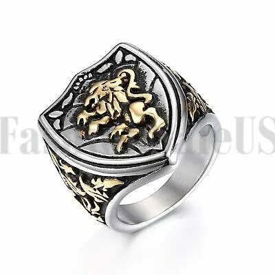 Mens Stainless Steel Lion King Biker Gothic Promise Engagement Ring Band SZ 7-13 • $9.69