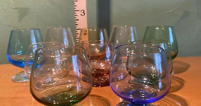 Lot Of 10 Vintage Multicolor Mini Cordial Glasses Brandy Snifters 1.5-2” Footed • $34.99