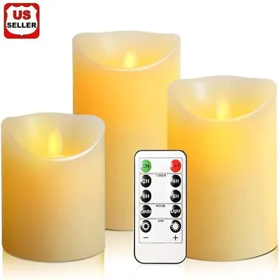 LED Flameless Candles Wax Pillar Battery Operated Candle Remote Control Timer US • $16.59