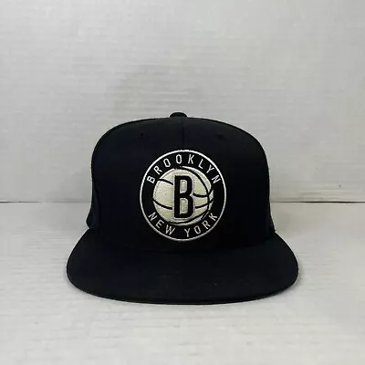 Mitchell & Ness Brooklyn Nets Snapback Hat Cap Black Adjustable • $19.95