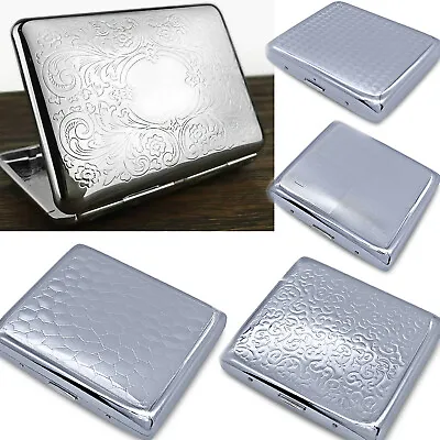 Metal Cigarette Case For Women Men Slim Box Holds 20 Cigarettes 84mm With Spring • £4.89