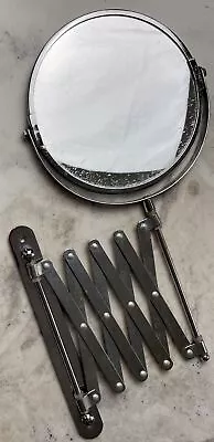 Vintage Round Steel Accordion Extension Flip Wall Mount 8” Mirror Extend 16” • $37.99