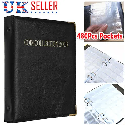  480 Coin Collection Album Coins Penny Money Storage Case Holder Folder Book UK • £9.98