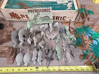 Vintage Prehistoric Times Marx Playset  With Box & 25 Dinosaurs + 50 Extra Dinos • $47