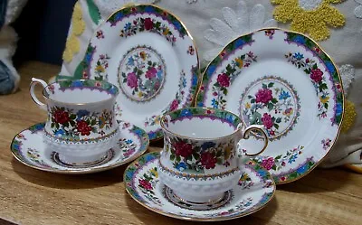 Queens Rosina Bone China Flowers Of Amaran Tea Cups & 14.5 Cm Saucer 16cm Plate • £15