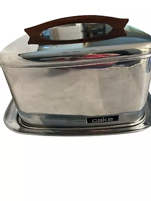 Vintage Lincoln Beautyware Locking Lid Cake Saver Carrier Circa 1960’s Stainless • $30