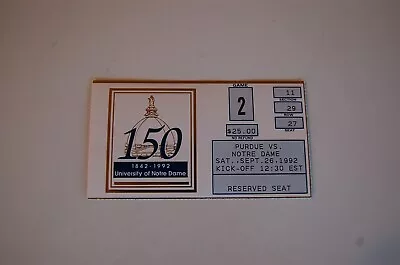 $7.99 • Buy 1992 Notre Dame - Purdue College Football Ticket