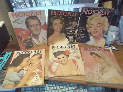 6 Issues Of Photoplay Magazines - 1950s & 1953 - Including Marilyn Monroe Cover • $59.99