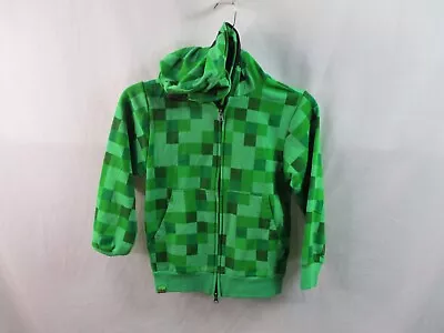 Minecraft Creeper Hoodie Boys XS Costume Green Full Zip Mask Hood Pockets  • $34.99
