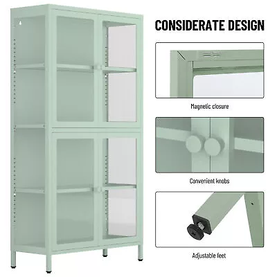 Four/Double Glass Door Storage Cabinet Sideboard With Adjustable Shelves • $299