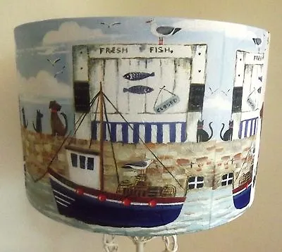 Cat & Dog Harbour Lamp Shadelampshade Seaside Blue Shabby Chic  Free Gift • £21.99