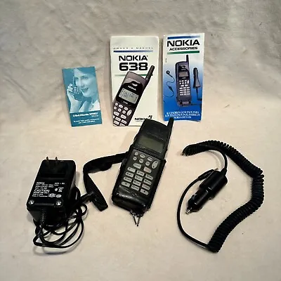 VINTAGE: NOKIA 638 Cellular Phone With Leather Case Manuals & 2 Chargers • $14.95