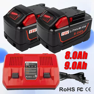 For Milwaukee For M18 XC 9.0 AH Extended Lithium Battery 48-11-1860 LED /Charger • $66.99