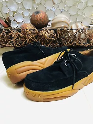 John Fluevog Retro Platform Shoes Sneakers Black Suede Leather Size US 8 Men’s • $64.99