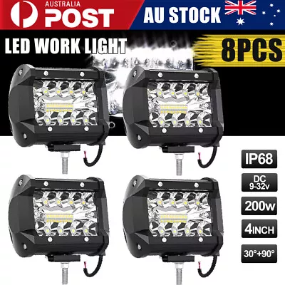 2-8x 4inch 200W CREE LED Work Lights Spot Flood Light Bar Reverse 4WD 12V 24V  • $12.87