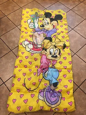 Vintage 1980’s Yellow Mickey And Minnie Mouse Sleeping Bag • $39.99