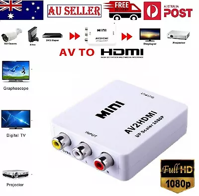 Composite AV 3RCA To HDMI 1.3 Video Portable Cable Converter 1080p (60Hz) Output • $19.49
