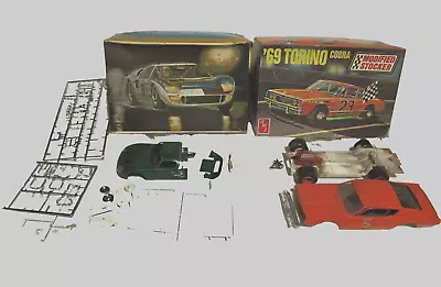 Vtg FORD AMT 1960'S MARK II GT & '69 TORINO COBRA 1/25 Model Kit  Parts Lot &Box • $23.99