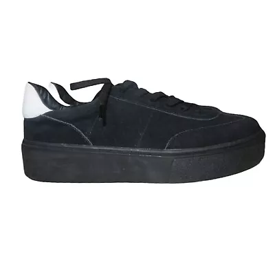 Zara Leather Sneakers Shoes Split Suede Platform Plimsolls Sz 10 • $40