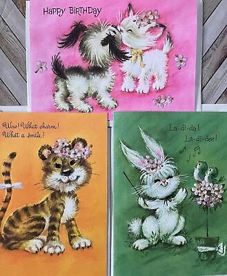 Vintage Birthday Cards Unused Retro Greeting Card. Lot Of 3. • $12.88