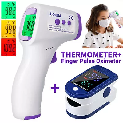 Digital Infrared Forehead Thermometer+Finger Pulse^Oximeter For Baby Adults N AU • $19.99