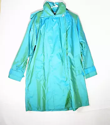 Mycra Pac Womens Raincoat Size M/L Nylon Blend Blue Green • $69.68