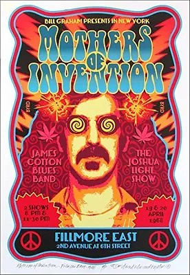 Frank Zappa Mothers Poster Fillmore East '68 New Artist Ed SN 100 David Byrd COA • $74.99