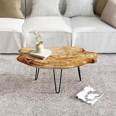 Live Edge Cedar Wood Coffee Table Metal Hairpin Legs For Living Room • $299.90