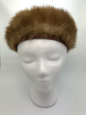 Ladies Vintage Natural Fur Lined Mink Pillbox Women's Hat • $25.99