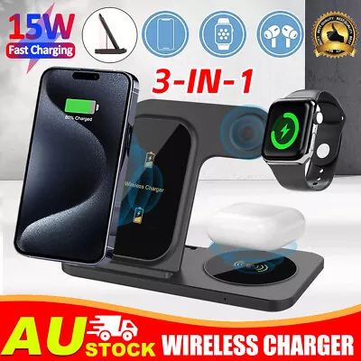3in1 Wireless Charger Dock Station Fast Charging For IPHONE Apple Watch Airpods • $26.45