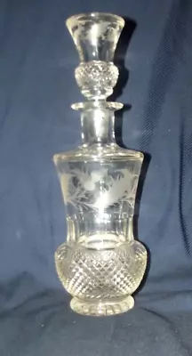 Early Rare Edinburgh Crystal Etched Thistle Etched Small Decanter 225mm Tall • £99.99