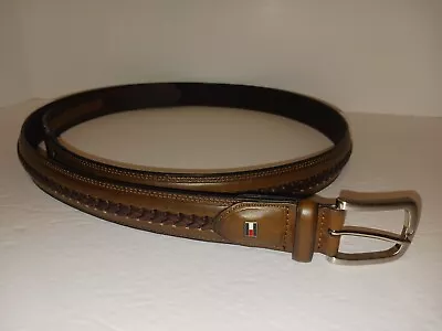 Tommy Hilfiger Braided Brown Leather Belt Size 50/52 Durable Casual Or Dressy  • $20