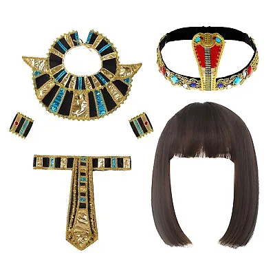 Unisex Headband Luxurious Cosplay Accessories Egyptian Bob Wigs Cleopatra Soft • £30.12