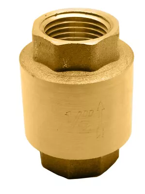 1/2  Brass In-Line Spring Check Valve - 200WOG FXF NPT Vertical • $8.93