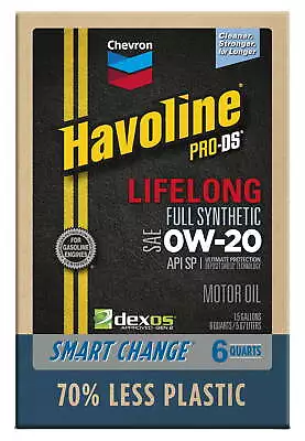 Chevron Havoline Lifelong 0W-20 Full Synthetic Motor Oil 6Qt (Smart Change Box) • $26.86