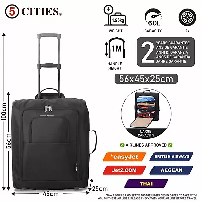 EasyJet Plus Max Cabin Approved Trolley Bag Hand Luggage Case 56x45x25 • £21.99