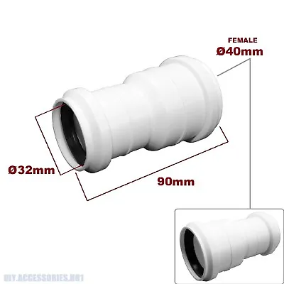 £5.45 • Buy F 40 To F 32 Mm Pipe REDUCER CONNECTOR Push Fit Waste Water Soil Coupler Extend.
