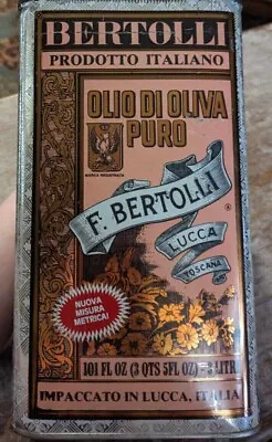 Vintage Bertolli Pure Olive Oil Can Tin 100% Italian169oz Can Kitchen Decor Tin  • $30