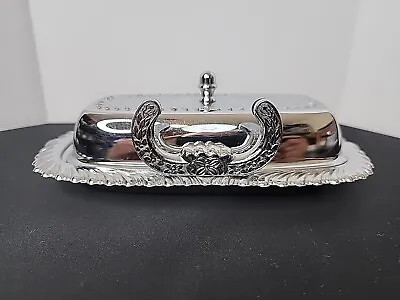 Irvinware Vintage Chrome Stainless Steel Plated Butter Dish W Knife Holder  • $8.99