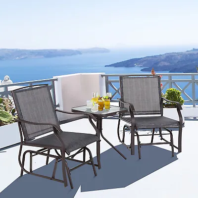 3 PIECE Outdoor Porch Mesh Fabric Rocking Glider Chair With Table Set • $179.99