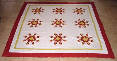 $295 • Buy ANTIQUE QUILT TOP HAND PIECED STAR OF BETHLEHEM OR LONE STAR TOP C 1860s