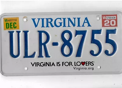 VIRGINIA Passenger 2020 License Plate  ULR-8755  ***NATURAL*** • $8.50