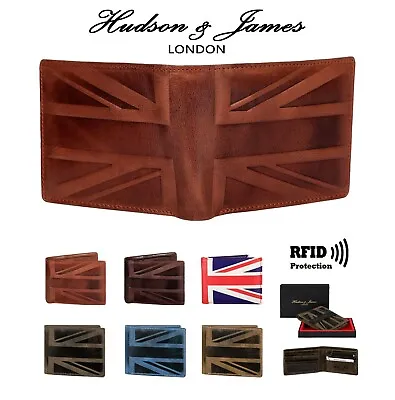 Designer Mens Leather Wallet UK Emboss RFID SAFE Contactless Card ID Blocking • £8.96