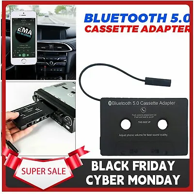 1X Bluetooth 5.0 Car Audio Stereo Sound Cassette Tape Adapter MP3 Hands-Free Aux • $9.49
