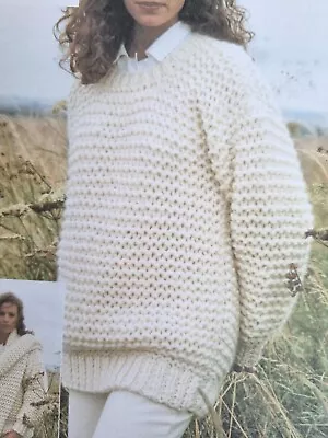 Super Chunky Easy Knitting Pattern Long Sweater & Scarf 28 - 42  (1001) • £1.95