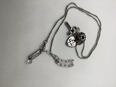 Mariana ‘tuxedo’ Style Silver Plated Cross Charms Pendant Crystal Necklace • $72.98